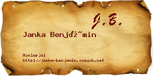Janka Benjámin névjegykártya